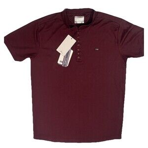 MONTE CARLO Burgundy Short Sleeve Stretch 100% Tencel Polo Shirt LG New